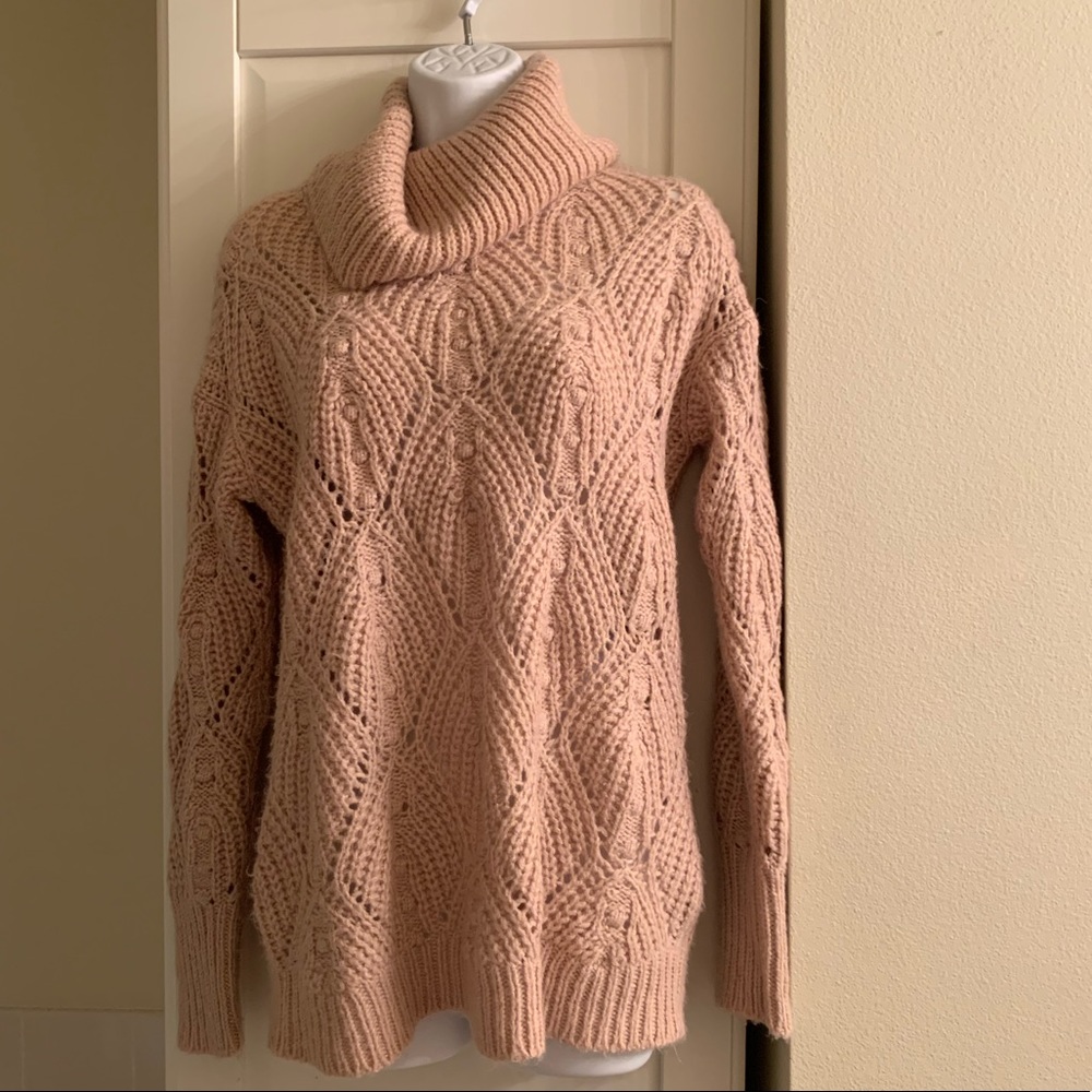 Women’s Knit Cowl Neck Sweater Pink